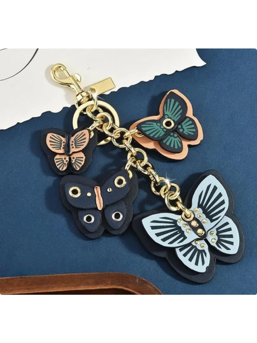 Chic Leather Butterfly Bag Charm | Stylish Purse Keychain for Handbags